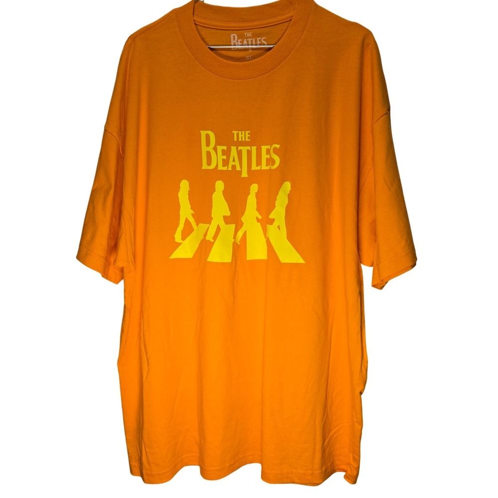 The Beatles Abbey Road Crossing NWOT Men's XL Graphic T Shirt‎ Orange Yellow